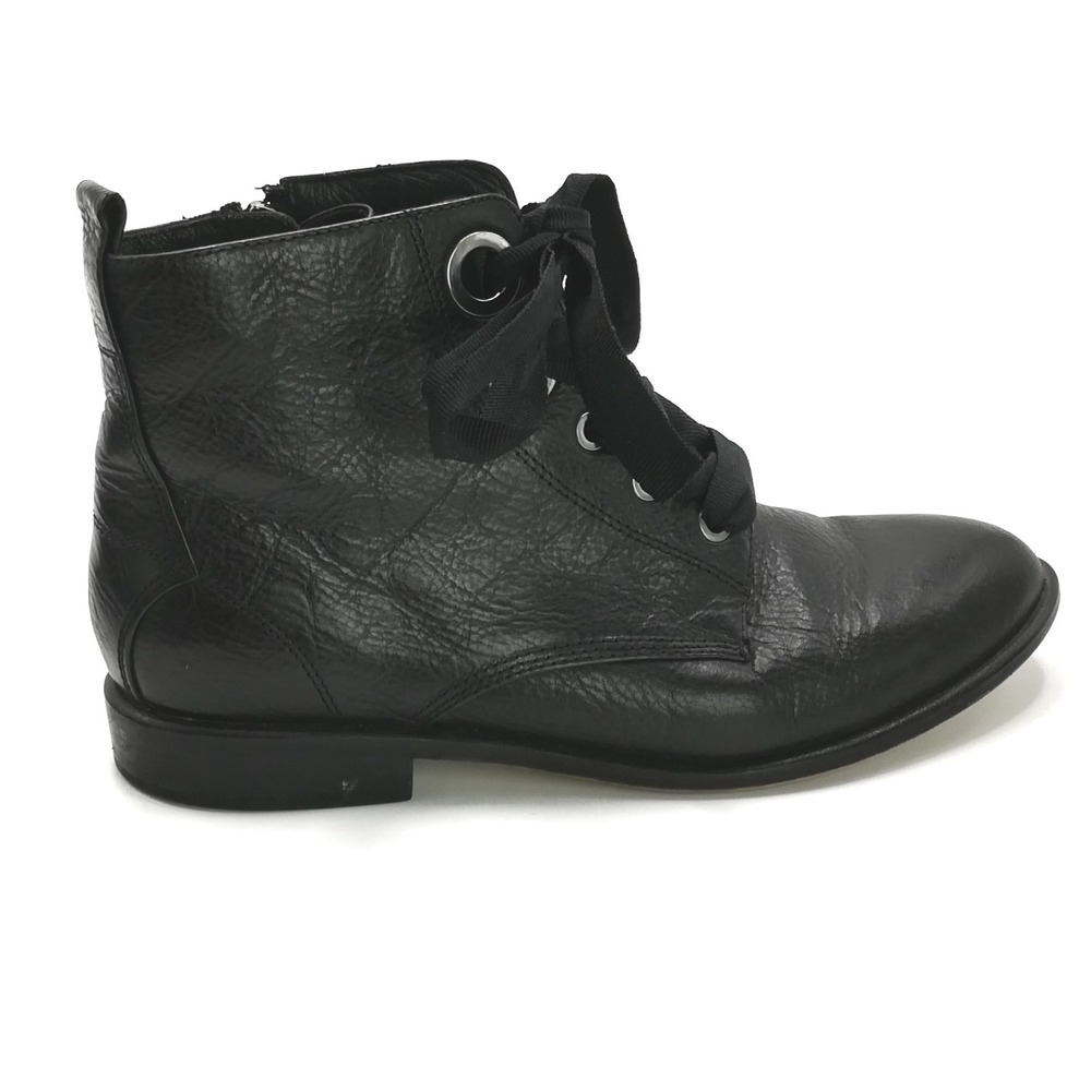 Isola Shoes Womens Boots Ankle Booties Black Leather Lace-Up Combat‎ Zipper 7.5